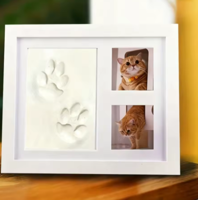 DIY Pet Paw Print Memorial Kit With Clay Mold And Photo Frame